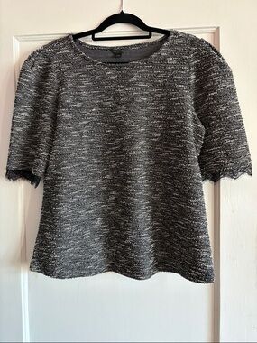 Ann Taylor Silver & Black Metallic Short Sleeve Top